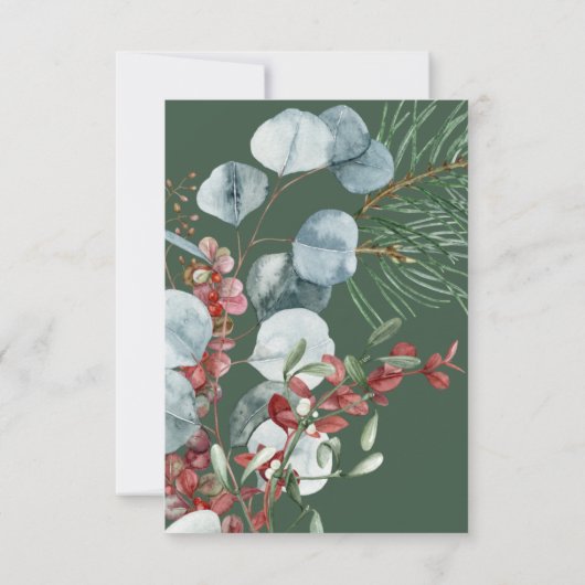 Winter Kerstmis Greenery Green Save the Date Kaart (Achterkant)