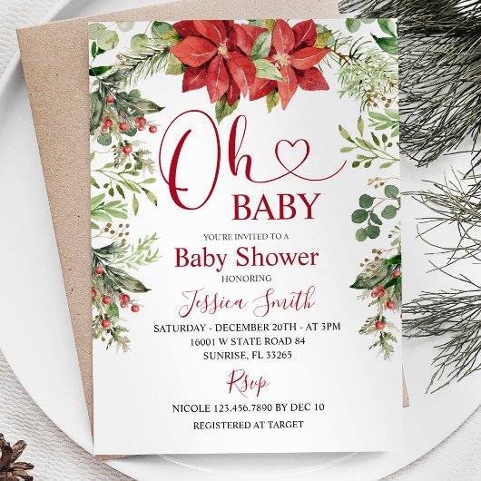 Winter Kerstmis groen Baby shower Kaart