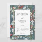 Winter Kerstmis groen Blauwgroen bruiloft Kaart (Voorkant)