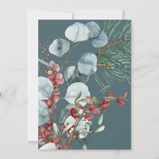 Winter Kerstmis groen Blauwgroen bruiloft Kaart (Achterkant)