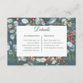 Winter Kerstmis groen Blauwgroen Details Bruiloft Informatiekaartje (Voorkant)