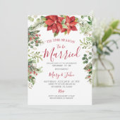 Winter Kerstmis groen bloemenbruiloft Kaart (Staand voorkant)