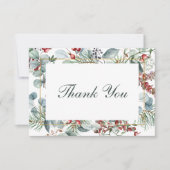 Winter Kerstmis groen bruiloft Bedankkaart (Voorkant)