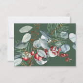 Winter Kerstmis groen bruiloft RSVP Kaartje (Achterkant)