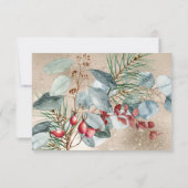 Winter Kerstmis Groen Goud Bruiloft QR Code RSVP Kaartje (Achterkant)