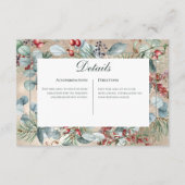 Winter Kerstmis Groen Goud Details Bruiloft Informatiekaartje (Voorkant)