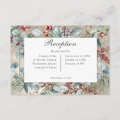 Winter Kerstmis Groen Goud Receptie Bruiloft Informatiekaartje (Voorkant)