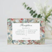 Winter Kerstmis Groen Goud Receptie Bruiloft Informatiekaartje (Staand voorkant)