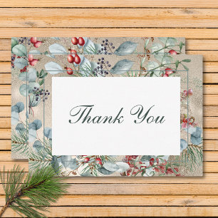 Winter Kerstmis groen gouden bruiloft Bedankkaart