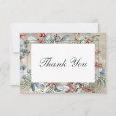 Winter Kerstmis groen gouden bruiloft Bedankkaart (Voorkant)