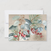 Winter Kerstmis groen gouden bruiloft RSVP Kaartje (Achterkant)