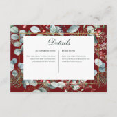 Winter Kerstmis Groen Rood Bruiloft Details Informatiekaartje (Voorkant)