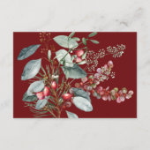 Winter Kerstmis Groen Rood Bruiloft Details Informatiekaartje (Achterkant)