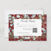 Winter Kerstmis Groen Rood Bruiloft QR Code RSVP Kaartje (Voorkant)