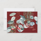 Winter Kerstmis groen rood bruiloft RSVP Kaartje (Achterkant)