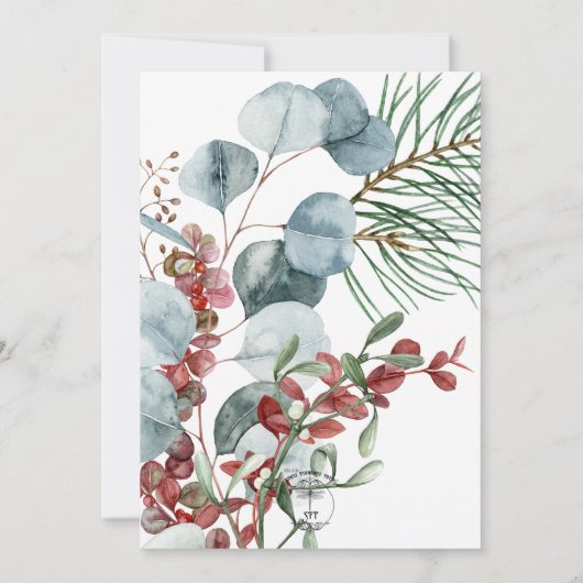 Winter Kerstmis groen wit bruiloft Kaart (Achterkant)