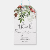 Winter Kerstmis groenblijvende babyshower bedankt Cadeaulabel (Voorkant)