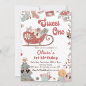 Winter Kerstmis Groovy Sweet One 1e Verjaardag Kaart (Voorkant)