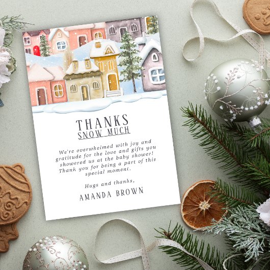 Winter Kerstmis Het duurt een dorp Dank u kaart