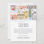 Winter Kerstmis Het duurt een dorp Dank u kaart (Voorkant)