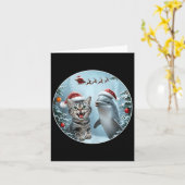 Winter Kerstmis Kat Dolfijn Liefhebber Selfie Met Kaart (Gele Bloem)