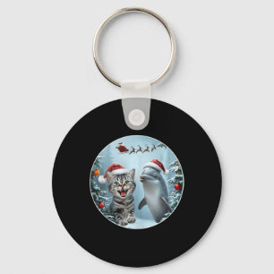 Winter Kerstmis Kat Dolfijn Liefhebber Selfie Met  Sleutelhanger