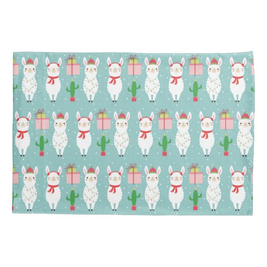 Winter Kerstmis Llamas | FEESTDAGEN Kussensloop (Achterkant)