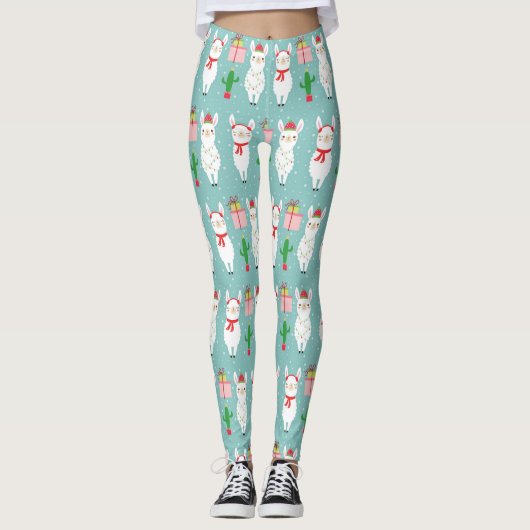 Winter Kerstmis Llamas | FEESTDAGEN Leggings (Voorkant)