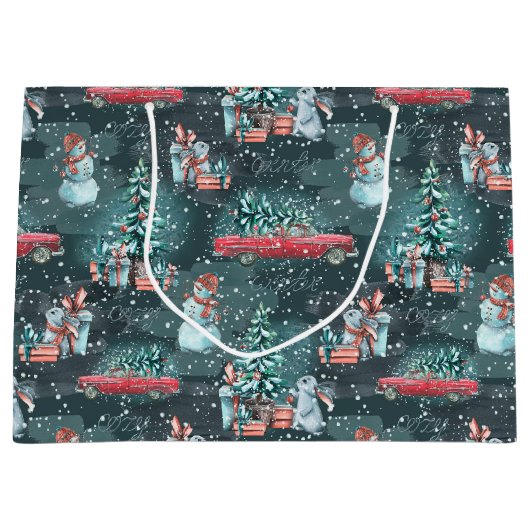 Winter Kerstmis: Medium Gift Bag Groot Cadeauzakje (Voorkant)