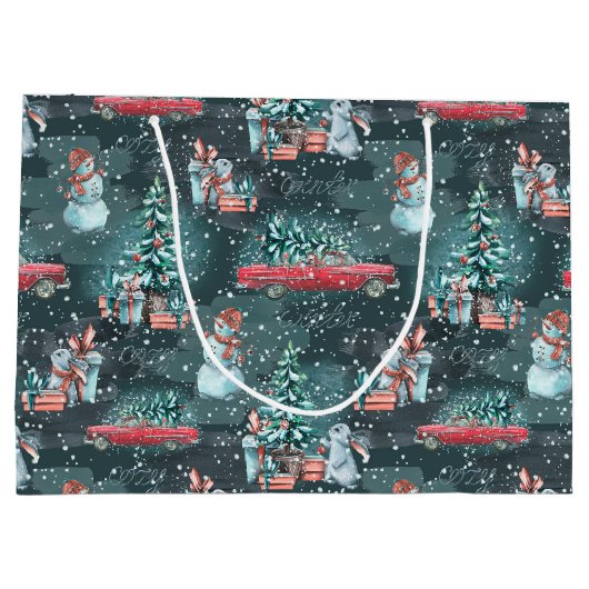 Winter Kerstmis: Medium Gift Bag Groot Cadeauzakje (Achterkant)