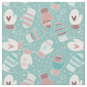 Winter Kerstmis Mittens Pattern, Mint Stof (Close Up)
