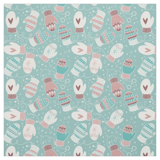 Winter Kerstmis Mittens Pattern, Mint Stof (Swatch)