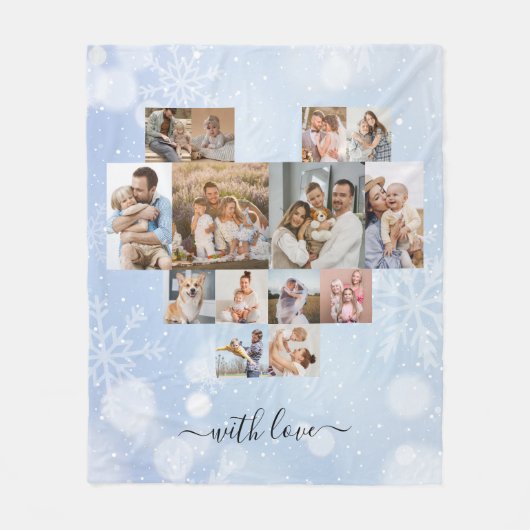 Winter Kerstmis Modern 14 Fotocollage Fleece Deken (Voorkant)