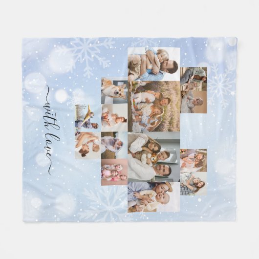 Winter Kerstmis Modern 14 Fotocollage Fleece Deken (Voorkant (Horizontaal))