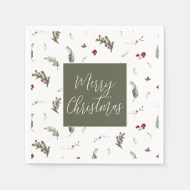 Winter Kerstmis Napkins Green White Burgundy Servet