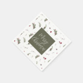 Winter Kerstmis Napkins Green White Burgundy Servet (Hoek)