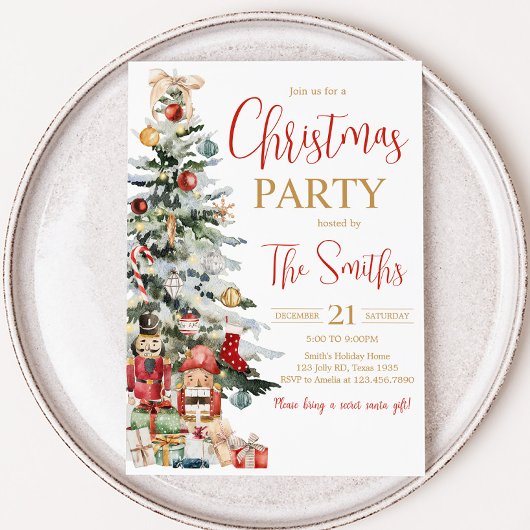 Winter Kerstmis Notenkraker Tree Christmas Party Kaart