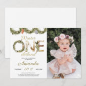 Winter Kerstmis Onederland Birthday Uitnodiging (Voorkant / Achterkant)