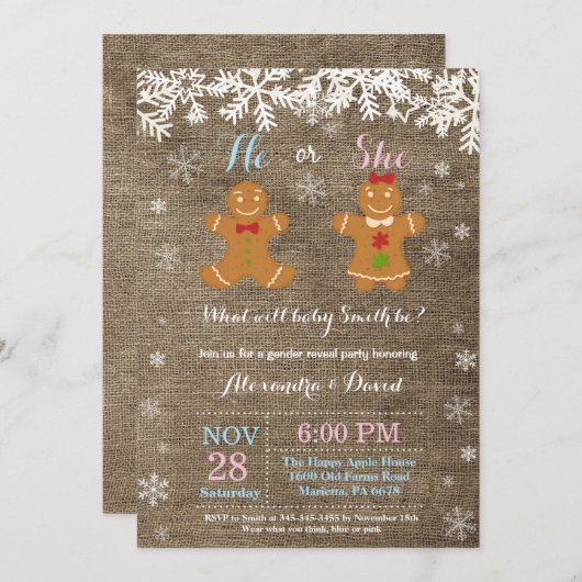 Winter Kerstmis Openbare uitnodiging (Voorkant / Achterkant)