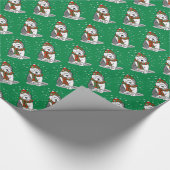 Winter Kerstmis Oud Engels Sheepdog Grey 1 Cute Cadeaupapier (Hoek)