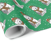 Winter Kerstmis Oud Engels Sheepdog Grey 1 Cute Cadeaupapier (Rol Hoek)