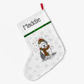 Winter Kerstmis Oud Engels Sheepdog Grey 1 Cute Grote Kerstsok (Achterkant (Hangend))