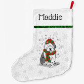 Winter Kerstmis Oud Engels Sheepdog Grey 1 Cute Grote Kerstsok (Achterkant)