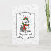 Winter Kerstmis Oud Engels Sheepdog Grey 1 Cute Kaart (Voorkant)