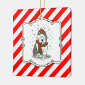 Winter Kerstmis Oud Engels Sheepdog Grey 1 Cute Keramisch Ornament (Links)