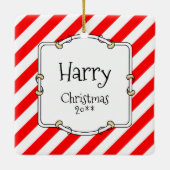 Winter Kerstmis Oud Engels Sheepdog Grey 1 Cute Keramisch Ornament (Achterkant)