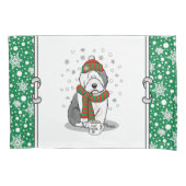 Winter Kerstmis Oud Engels Sheepdog Grey 1 Cute Kussensloop (Voorkant-Links)