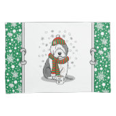 Winter Kerstmis Oud Engels Sheepdog Grey 1 Cute Kussensloop (Voorkant-Rechts)