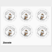 Winter Kerstmis Oud Engels Sheepdog Grey 1 Cute Ronde Sticker (Vel)