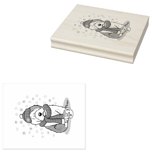 Winter Kerstmis Oud Engels Sheepdog Grey 1 Cute Rubberstempel (Gestempeld)